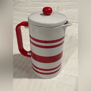32oz. Red Stripe Ceramic Coffee/Tea Press Mug